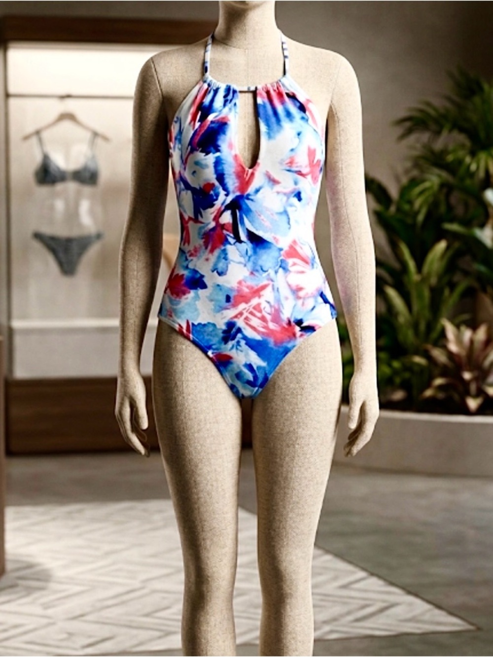 One Piece Adjustable Halter Style Swimsuit
